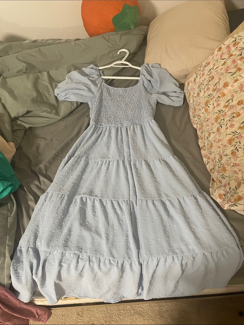 Light Blue Puff-Sleeve women’s Dress
